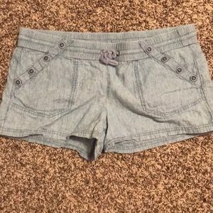Chambray drawstring shorts